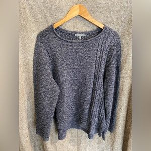Habitat Clothes To Live In Sz XL Asymmetric Ribbed Cable Knit Sweater Blue